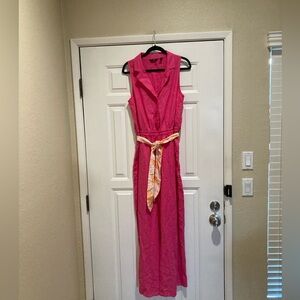 G by Giuliana nwot Pink Sleeveless linen blend wide leg jumpsuit
